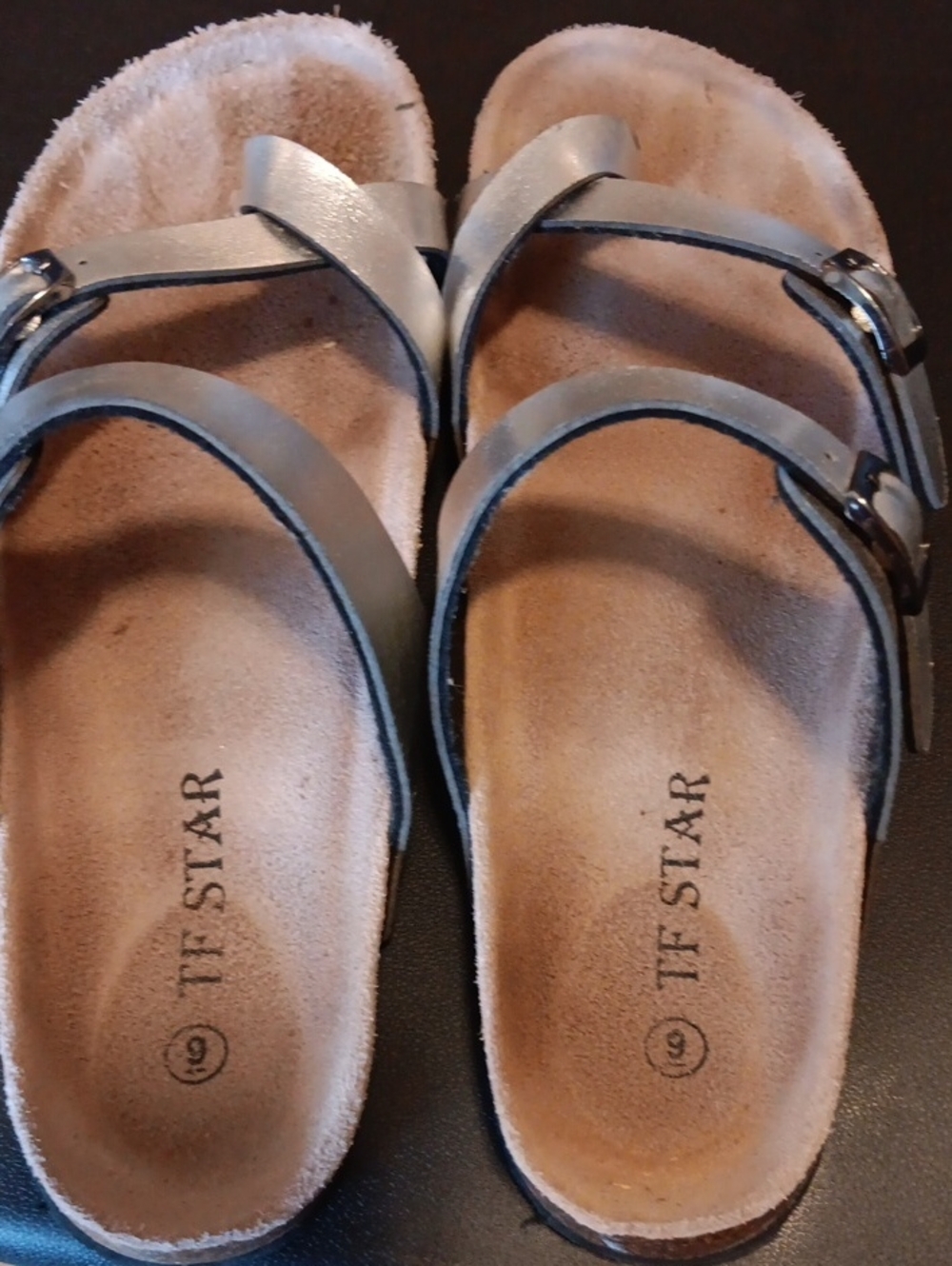 Women's Silver Buckle Strap Footbed Sandals Size 9